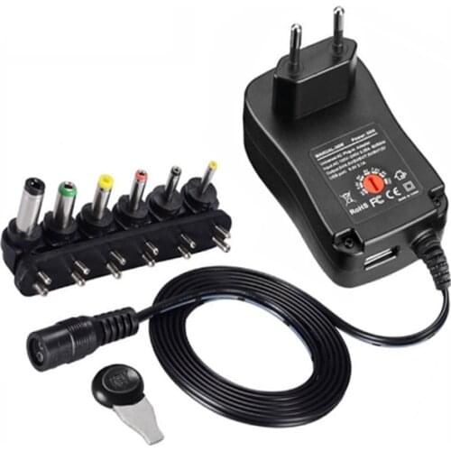 3V 4.5V 5V 6V 7.5V 9V 12V 2A 2.5A AC/DC Adapter Adjustable Power Supply Universal Adaptor Charger 5V 2.1A USB Port With 8Pcs jac