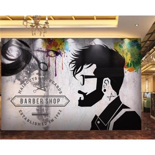 Beibehang Custom wallpaper 3d mural retro nostalgic hair salon hairdresser hair design tooling background wall living room обои