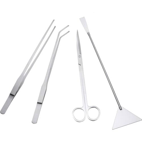 4pcs/set Aquarium Fish Tank Tools Kit Stainless Steel Tweezers Scissors Maintenance Tool for Aquascaping Tank Aquatic Plants