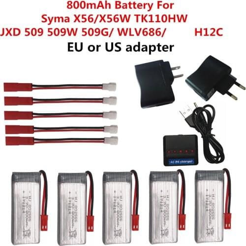 3.7V 800mAh Battery for Syma X54HC X54HW X56W TK110HW JXD509/509w/509g/WL V686 H12C RC Quadcopter Spare Parts Accessories