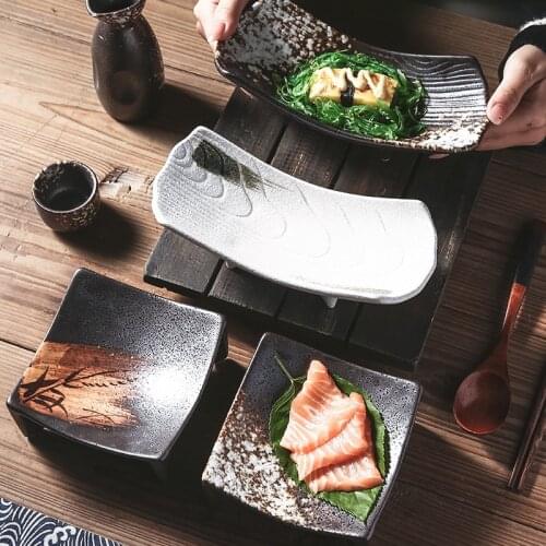 Sashimi sea urchin dish, commercial Japanese sushi dish, hot pot barbecue, roast meat, square dish, exquisite cooking plate
