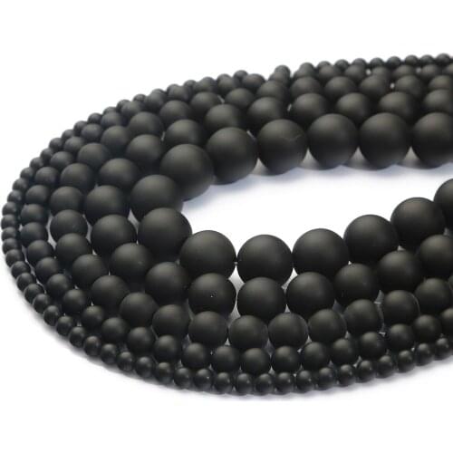 Black Beads On The Neck Matte Dull Polished Black Agates Onyx Bead Natural Stone Loose Beads for Jewelry Making 4 6 8 10 12mm