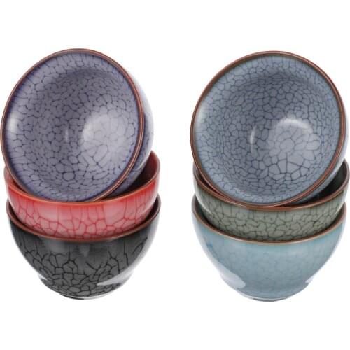Porcelain Bowl Teacup Teaware Drinkware Retro Crackle Glaze Tea Cup 6pcs Price.Ceramic