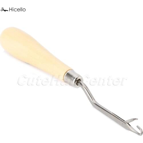 Hicello 1pc Crochet Hook Latch Wood Handle Rug Lock Hair Weave Knitting Extensions Tool Carpets Making Latch Hook Craft Tool