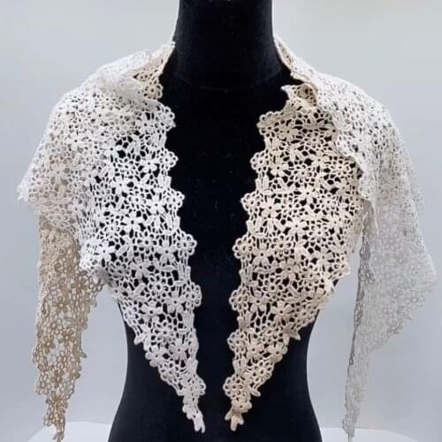 Cotton embroidery ins handmade retro crochet hollow French elegant western style round shawl scarf patch for cloth diy