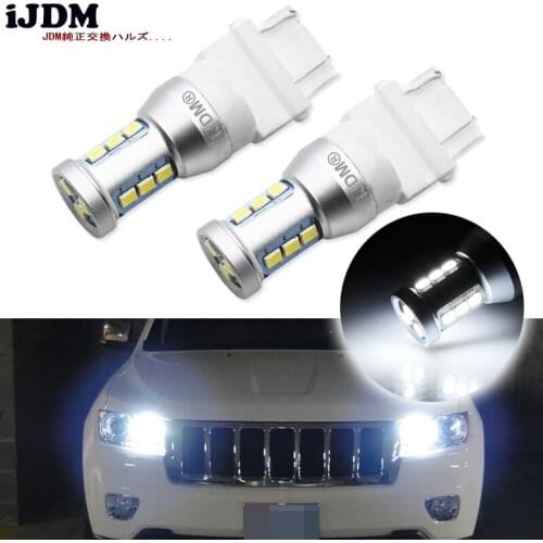 IJDM 1400 Lumens Xenon White 144-SMD 3157 3357 3457 4114 3156 T25 LED Bulbs For 2011-up Jeep Compass For Daytime Running Lights