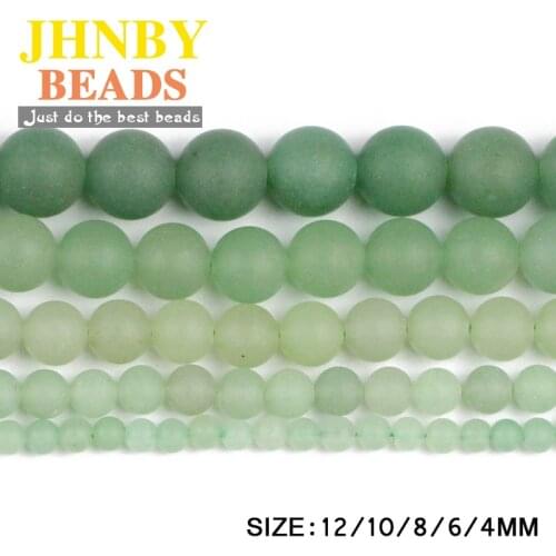 JHNBY Matte Green Aventurine Top quality Natural Stone Round Loose beads 4/6/8/10/12MM Jewelry bracelet making accessories DIY