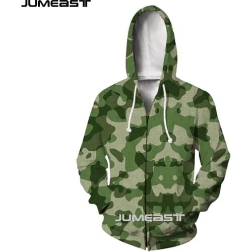 Jumeast Brand Men Women 3D Printed Camouflage Long Sleeve Jacket Sport Pullover FashionCap Hoody Spring Zipper Hoodies