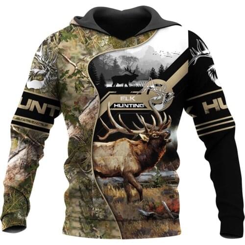 Elk hunting camouflage 3D full printing sweatshirt hoodie zipper hoodie Harajuku casual mens and womens street sweatshirt N001
