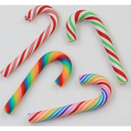 Kawaii Christmas Decoration Resin Flatback Cute Clay Candy Cane Cabochons For Scrapbooking Decoration