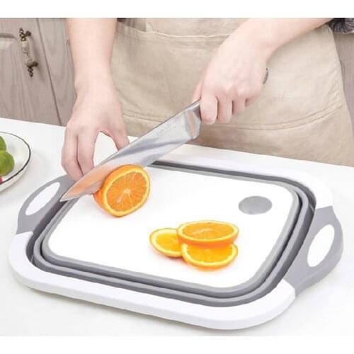 Multi-function 3 In 1 Folding Cutting Board Kitchen Foldable Drain Basket Chopping Blocks Washing Basket Kitchen Organizer