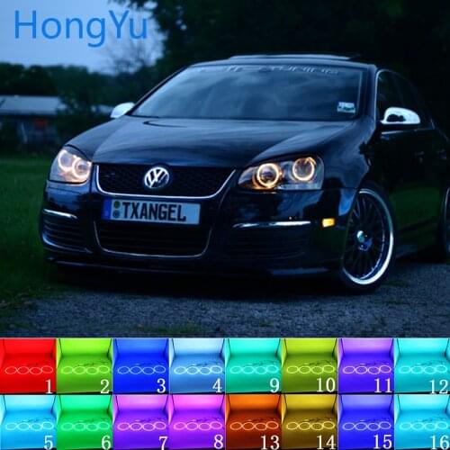 Multi-color RGB LED Angel Eyes Halo Ring Eye DRL RF Remote for VOLKSWAGEN VW golf 5 Rabbit Jetta R32 V mk5 2004-2009 Accessories