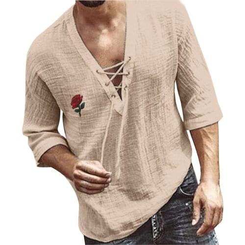 2021 Men Tee Shirt V-neck Half Sleeve Tee&Tops Stylish Loose T-shirt Autumn Casual Solid Male Clothing Plus Size 3XL