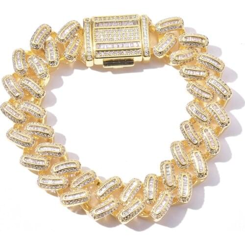 Iced Out Chains Bracelet for Men Luxury 15mm Miami Micro Pave Zircon CZ Bracelets Hip Hop Rock Jewelry