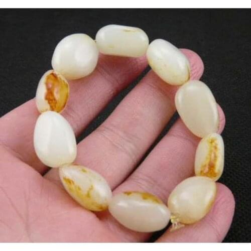 Natural Hetian Jade Raw Stone Seed Material Red Skin Bracelet Seed Handstring
