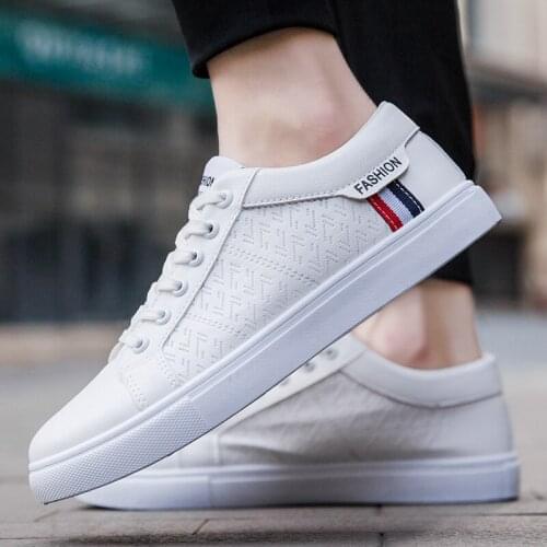 New 2020 Men Casual Shoes Men Leather Flat Shoes Lace-up Low Top Sneakers Breathable Mens Shoes Fashion Sneakers NanX258