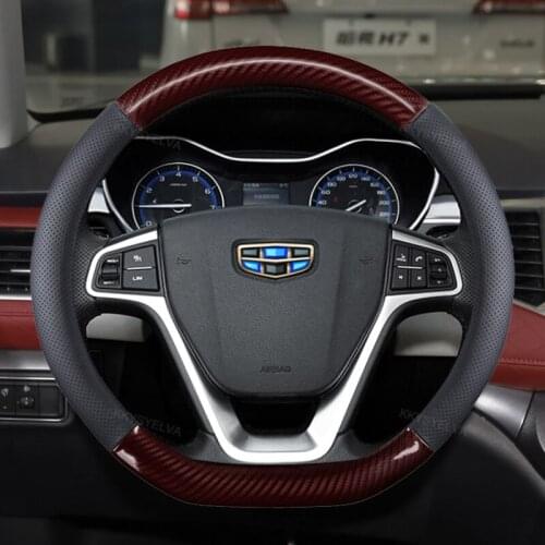 D Shape Steering Wheel Cover PU Leather for Geely Atlas Emgrand EC7 Coolray VW Golf 7 Hyundai Santa fe 2014-2020