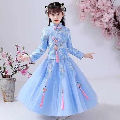 Flower Girls dresses kids dresses for girls Chinese cheongsam Baby elegant clothes Traditional Chinese garments New Year Dress