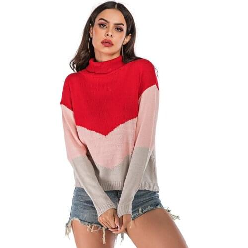 Neatie kiddie Fashion Autumn Winter Pullover Jumper Women Sweater 2019 Patchwork O-neck Casual Pull Knitting Sweater