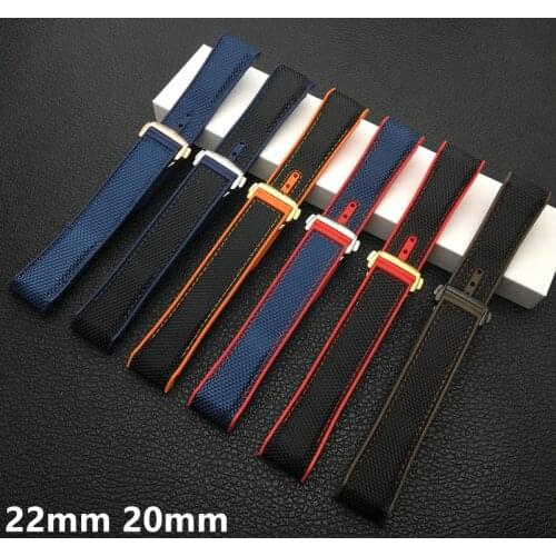 Top brand Wholesale 20mm 22mm Rubber Silicone With Nylon Watch Band Belt For OMEGA strap Planet Ocean blue black red free tools