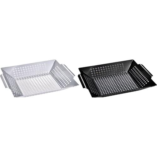 Grill Basket Perforated Barbecue Grill Pan Tray for Outdoor Grill Vegetables, Fish, Meat, Kabobs Outdoor Camping BBQ Utensils
