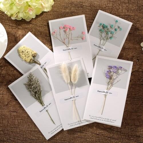 Dried Flower Greeting Card Happy Birthday Thanksgiving Day Mothers Day Invitation Cards Best Wishes Flower Language Card