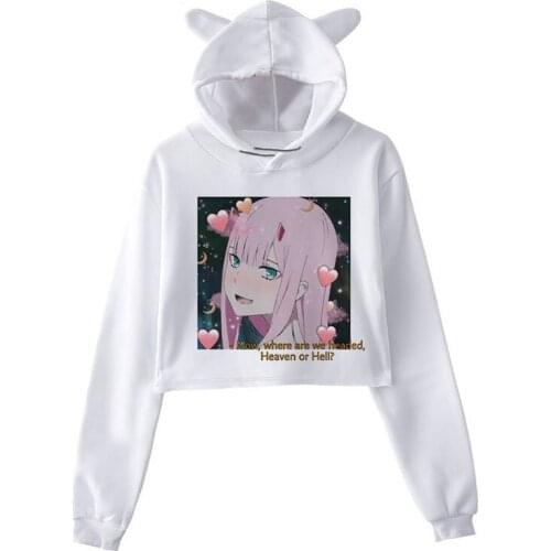 Zero Two Darling In The Franxx Streetwear Harajuku Hoodie Women Pullovers Vintage Plus Size Female Sweatshirts Women cropped Top