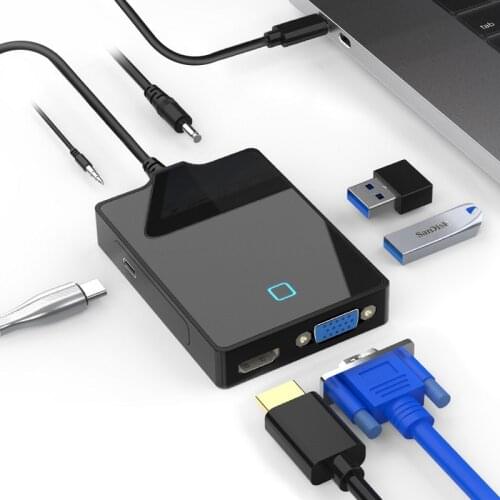 7 In 1 USB C Hub Multiport Adapter Portable Docking Station With Type-C To 4K HDMI PD Fast Charging For Laptop Phone Pad Macbook