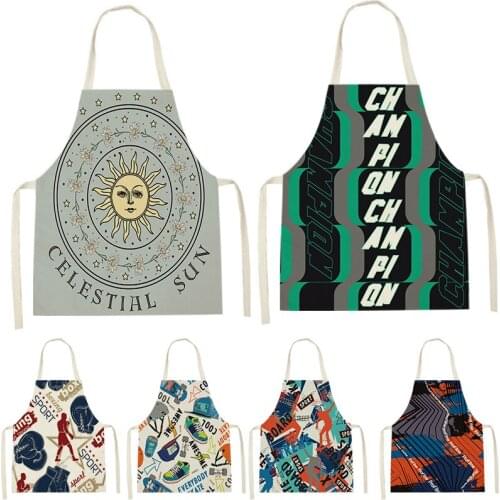 1 Piece Of Sun Pattern Sports Print Sleeveless Apron ChildrenS Home MenS And WomenS Anti-Fouling Apron Kitchen Bib Pinafore
