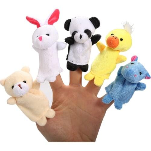 10/6PCS/Lot Cartoon Animals Velvet Finger Puppet Finger Couple Doll Plush Toys Baby Cloth Educational Hand Story Baby Soft