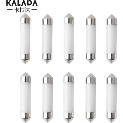 100pc Pure White 6000k Ceramic Shell Car LED Bulb Light 31-36-39-41mm C5W Led Festoon Lamp Vehicle Trunk Door Dome Light For Car