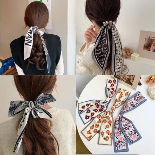 2021 90x6 New Silk Scarf Hair Band handkerchief Long Scarf Scarves and ribbons Ribbon Bag Bandage Girl Hair accessories