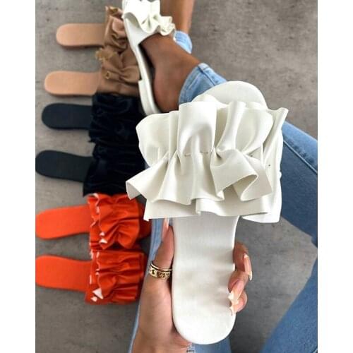 2021 Summer Solid Color Womens Flat Sandals Open Toe Outdoor Leisure Beach Slippers Comfortable Womens Shoes Plus Size