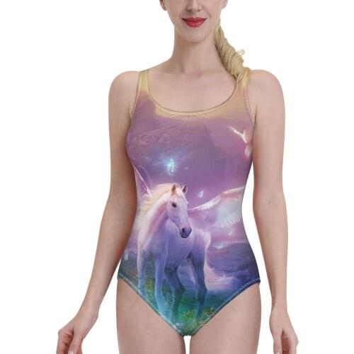 2021 Sexy One Piece Swimsuit Push Up Swimwear Women Monokini Lovely Unicorn Swimsuit Bodysuit Bathing Suit Swim Wear
