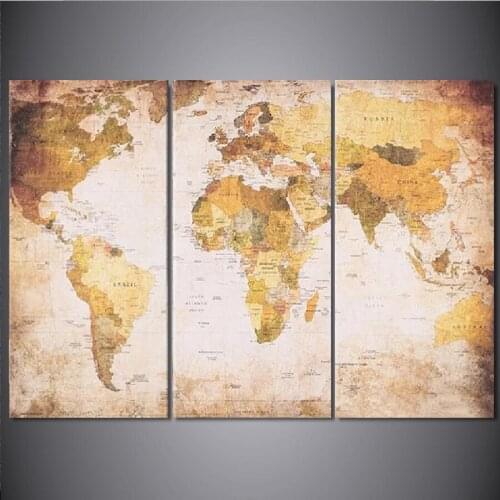 3 Piece Retro world map diamond painting full square round drill 5d diy mosaic diamond embroidery Multi-pictures office decor