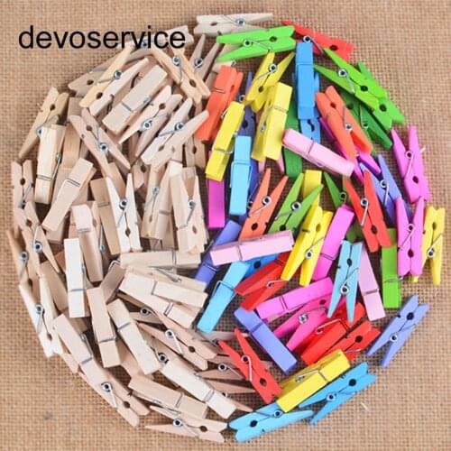 30 PCS Small Mine Size 25mm Mini Natural Wooden Clips For Photo Clips Clothespin Craft Decoration Clips Pegs Office Supplies