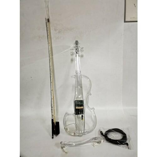 4/4 Electric Violin Transparent Crystal Acrylic Body With Led Light Violin Bow