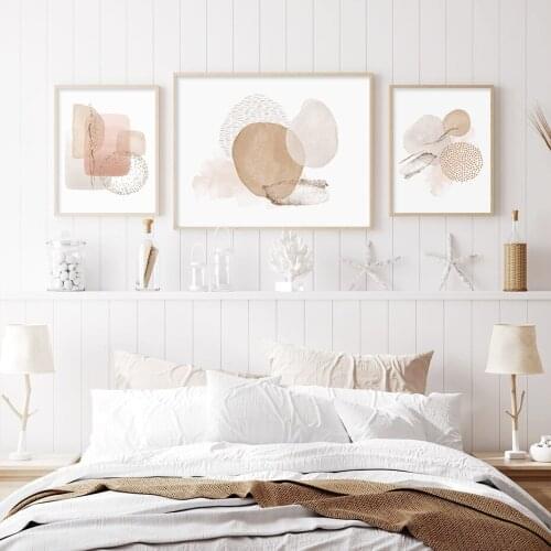 Boho Abstract Beige Pink Blue Geometric Canvas Painting Bohemian Posters and Prints Wall Art Pictures Living Room Home Decor