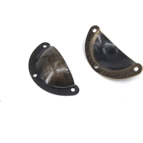 Bronzy Iron Vintage shell cup Jewelry Box knobs Wooden Case Drawer handles Mini Pulls 20PCS/Lot