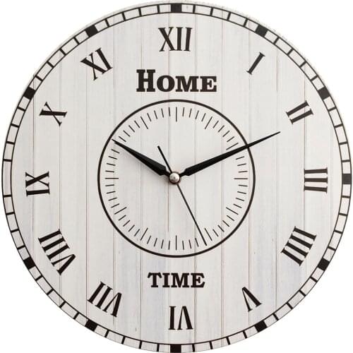 Wooden Silent Quartz Circle White Wood Pattern Wall Clock 30x30cm Modern Design
