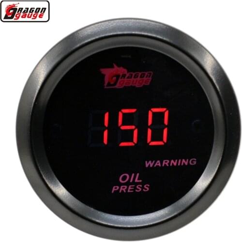 Dragon 52MM Red LED Backlight Digital Car Oil Pressure Gauge Universal Press Meter With Sensor 1/8 NPT Free Shipping