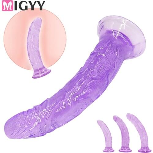 G-spot Dildo Simulation Penis Crystal Transparent Huge Penis Not Vibrator Penis Sucker Anal Toys For Woman Sex Toy