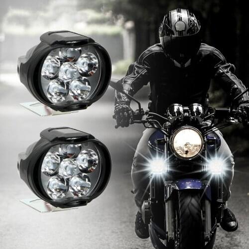 2Pcs 6 LED Motorcycle Headlight Universal Scooter Fog Spotlight 12V 6000K Lights 1200LM Motorcycle work light spotlight 6500K