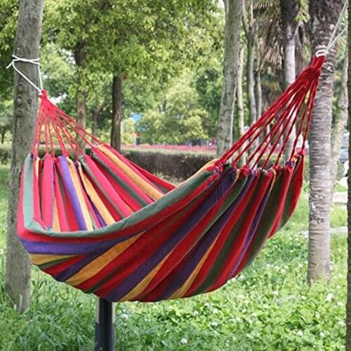 190cm x 80cm Hammock hamac outdoor Leisure bed Stripe hanging bed double sleeping canvas swing hammock camping hunting