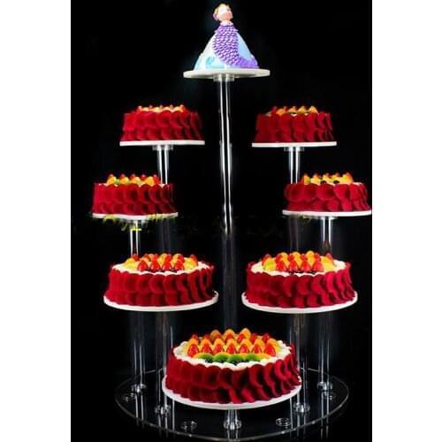 Hot 8 tiers Crystal Acrylic Round cake Stand Round cake Display Christmas Wedding Birthday Craft Wedding Decoration