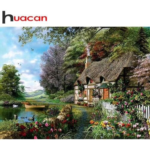 Huacan 5d Diamond Painting Landscape New Arrivals Full Square/Round Diamond Embroidery Garden Mosaic Handicraft Home Decor