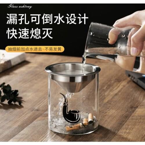 Creative anti fly ash ashtray/home office car ashtray/fashion pattern glass ashtray