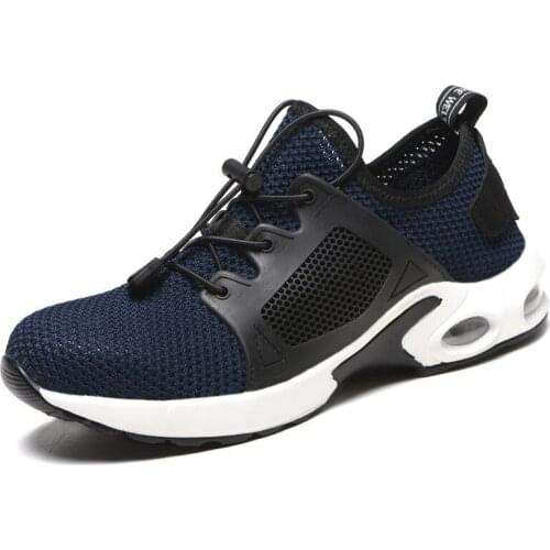 Unisex Lightweight Steel Toe Safety Shoes Mens Mesh Breathable Summer Work Shoes Anti-smashing Stab-resistant Work Safety Boots