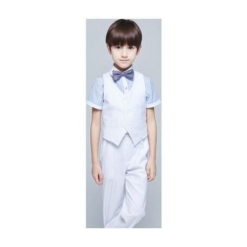 High quality summer clothing children clothing sets boy sets kids boys Flower girl lattice kids clothes children School uniforms