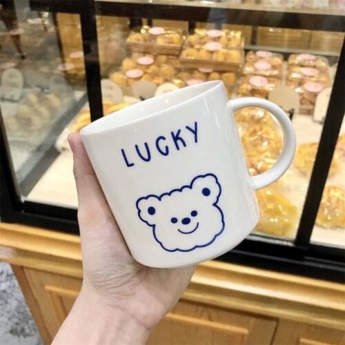 Lovely Household Mug Japanese Cartoon Creative Personality Ceramic Cup Couple Breakfast Cup Oatmeal Coffee Cup Coffee Mugs